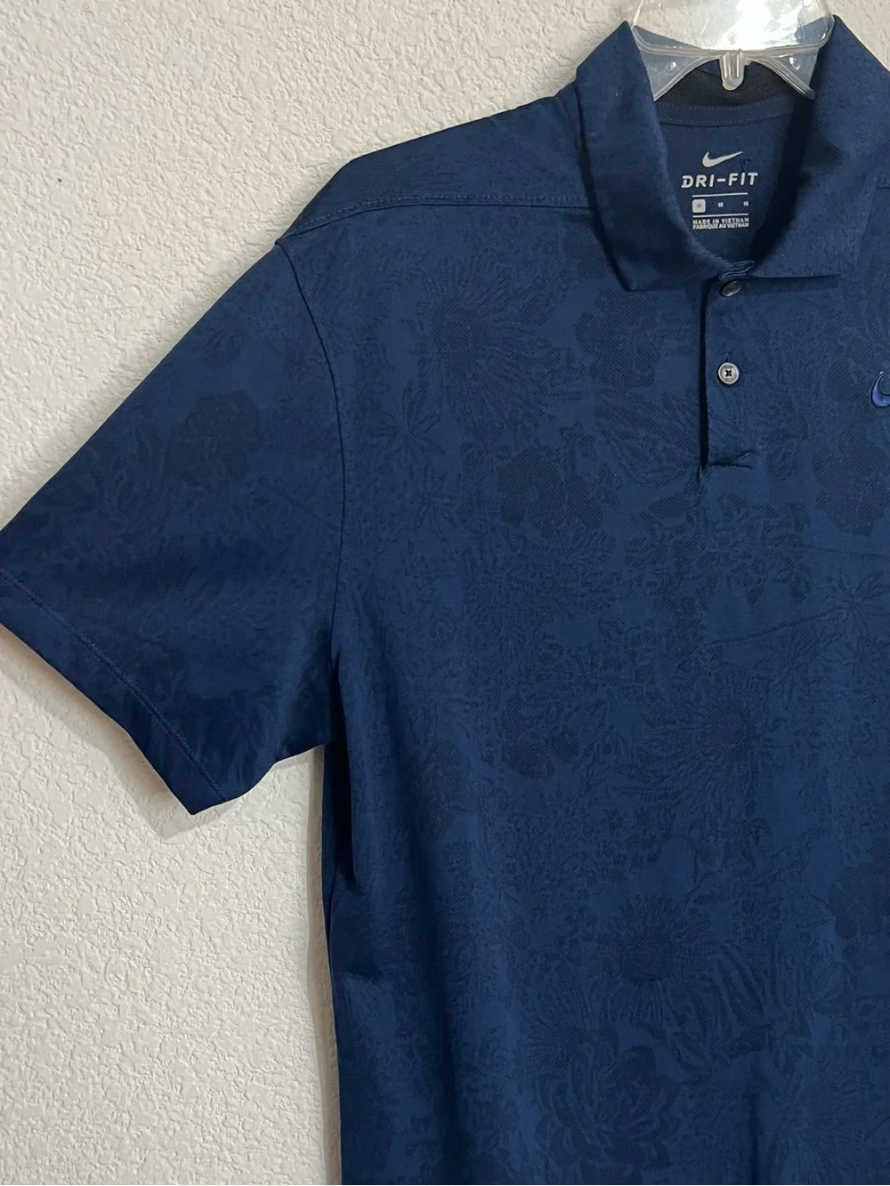 Nike Navy Dry Fit Textured Mesh Golf Polo Medium